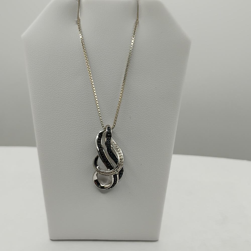 Black Spinel Sterling Silver Pendant on 18-in Box Chain